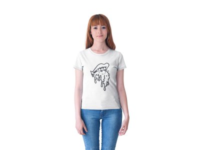 Lips - Line Art for Female - Half Sleeves T-shirt