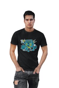 Radio(BG Blue) Illustration art -round crew neck cotton tshirts for men