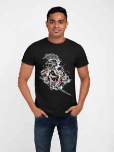 Warrior Graphic Black printed T-shirts - Men's stylish clothing - Cool tees for boys