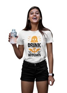 Drink up, Bats- Printed Tees for Women's -designed for Halloween