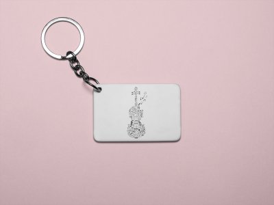 Violin-White -Designable Musicllnstrument Keychain ( Combo Set Of 2)