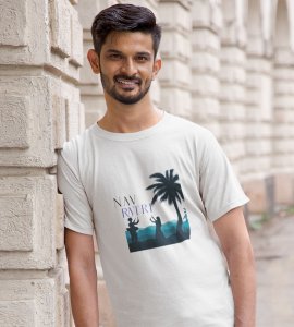 Navratri (trees) printed unisex adults round neck cotton half-sleeve white tshirt specially for Navratri festival/ Durga puja