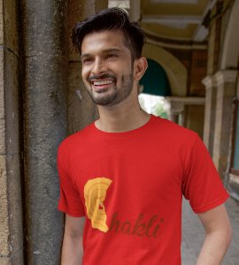 Chakli text printed diwali themed unisex round neck blended red t-shirt specially for diwali festival