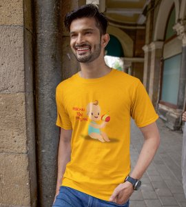 Risk hai printed diwali themed unisex round neck blended yellow t-shirt specially for diwali festival