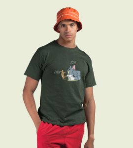 No More 2023 Green New Year Printed T-shirt For Mens