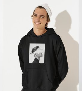 Agony Of Mind,(brand) Black Street Vibe: Front Printed Round Neck Hoodies - Men's Urban Statement