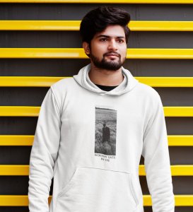 Unvigilant,City Pulse Chronicles:White Men's Trendy Front Print Hoodie - Streetwear Defined