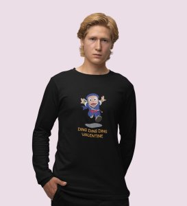 Valentine Ninja: Printed (black) Full Sleeve T-Shirt For Singles
