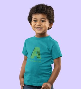 Alligator, Boys Printed Crew Neck Tshirt (Teal)