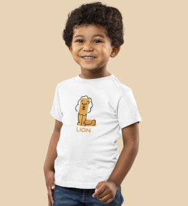 Lazy Lion, Boys Printed Crew Neck Tshirt (White)