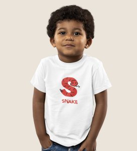 Slippery Snake, Boys Printed Crew Neck Tshirt (White)