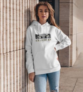 Resilient Warrior Eye Strength to Endure Cotton White Hoodie for Women