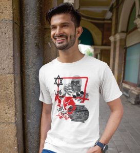 Acid Life White Printed Round Neck T Shirt for Men