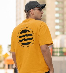 Own Me Wings Yellow Round Neck Cotton Half Sleeved Men's T Shirt with Printed Graphics