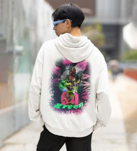 Roll with Nature Style That Celebrates the Green Life White Cotton Printed Hoodie For Men