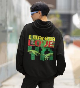 I Wanna Love Ya Spread Love and Chill Vibes Black Cotton Printed Hoodie For Men