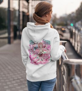 The Skilled Fighter with the Will to Protect and Heal Printed White Cotton Hoodie For Women