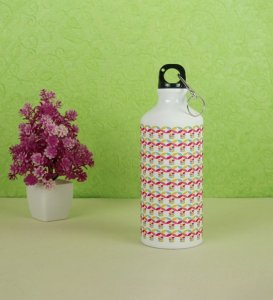 Artful Abstract Geometric Shapes and Colorful Flowers Printed Aluminium Water Bottle 600ml