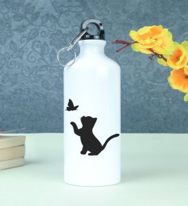 Kitten's Shadow Play Printed Aluminium Water Bottle 600ml