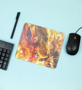 Soulbound Warriors: The Epic Union of Kurama and Naruto Printed Mousepad