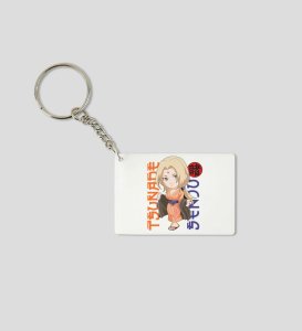 Tsunade Hot Blooded Hokage  Printed White Anime Keychains Pack Of 2