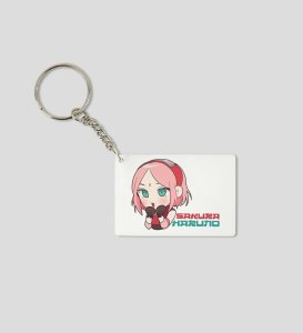 Sakura Blossoming Strength  Printed White Anime Keychains Pack Of 2