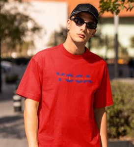 Exhale The Past Red Round Neck Cotton Half Sleeved Men T-Shirt with Printed Graphics