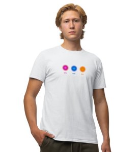 Freedom Of Mind White Round Neck Cotton Half Sleeved Men T-Shirt with Printed Graphics