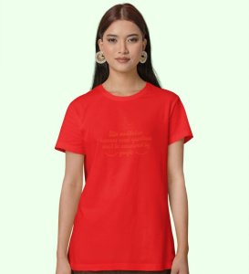 Do Meditation Red Round Neck Cotton Half Sleeved Women T-Shirt with Printed Graphics