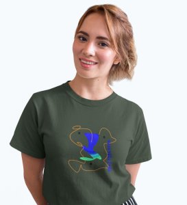 Freedom Of Mind Green Round Neck Cotton Half Sleeved Women T-Shirt with Printed Graphics