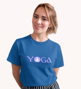 The Art Of Transformation Blue Round Neck Cotton Half Sleeved Women T-Shirt with Printed Graphics