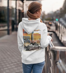 1969 Muscle Car Where Power Meets the Road Printed White Hoodie for Women