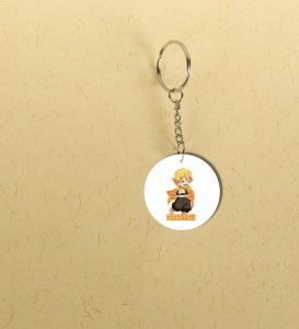 Expressive Warrior Stance Art Style Printed Round Keychain Pack of 2