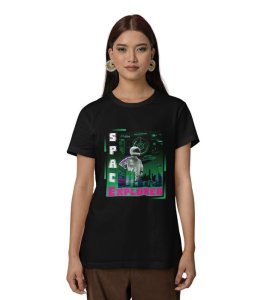 Pixel Storm: Space Craft Graphic Printed White T-Shirt