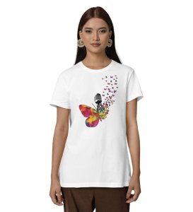 Melody in Motion: Artistic Butterfly and Sound Graphic Printed Black T-Shirt