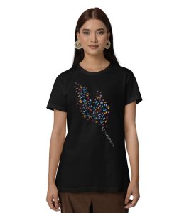 Harmonic Bloom: Sound into Color Graphic Printed White T-Shirt