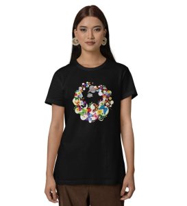Music in Bloom: Gramophone Circle Graphic Printed White T-Shirt