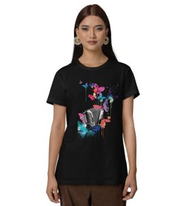 Butterfly Waltz: Chromatic Notes Graphic Printed White T-Shirt